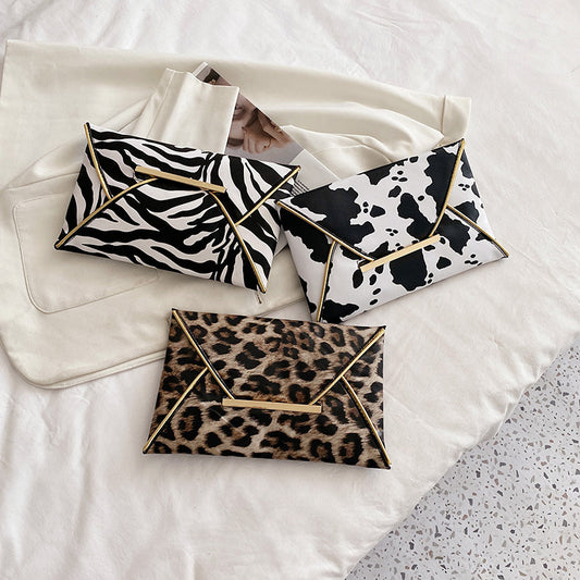 Temperament Leopard Print Handbag Cow Pattern Simple