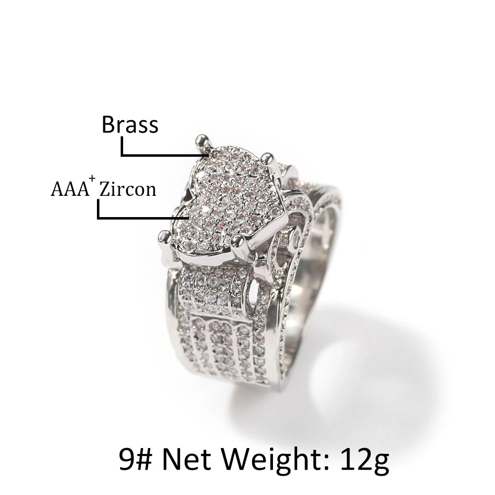 Multi-layer Stereo Full Paved Bling Cubic Zirconia Heart Ring