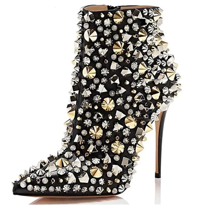 Fashion Pointed Rivets Studded Designer Boots