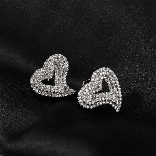 Heart Openwork Iced Out Hollow Bling Micro Paved Cubic Zircon Fashion earrings