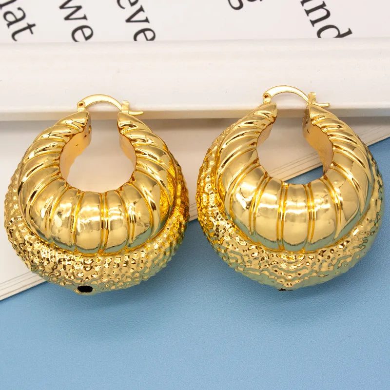 Irregular Circle African 24K Gold Plated Dubai Earrings