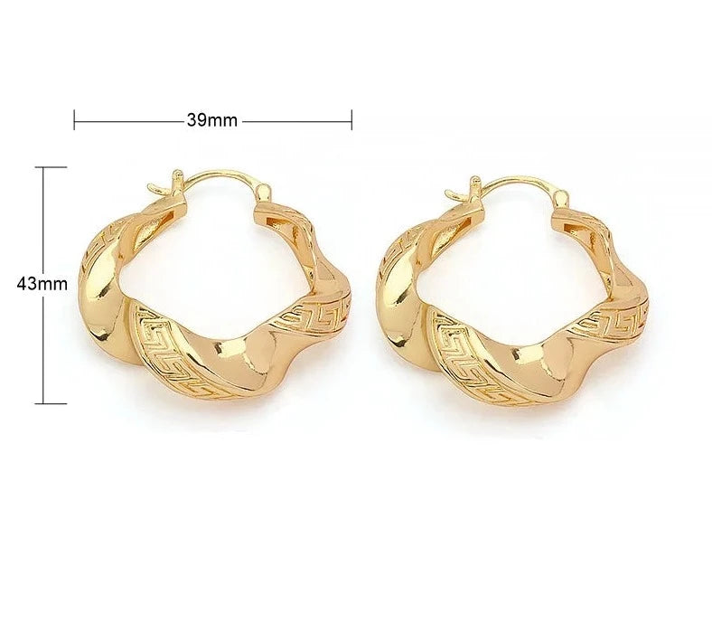 Geometric Twisted Thick Hoop Earrings