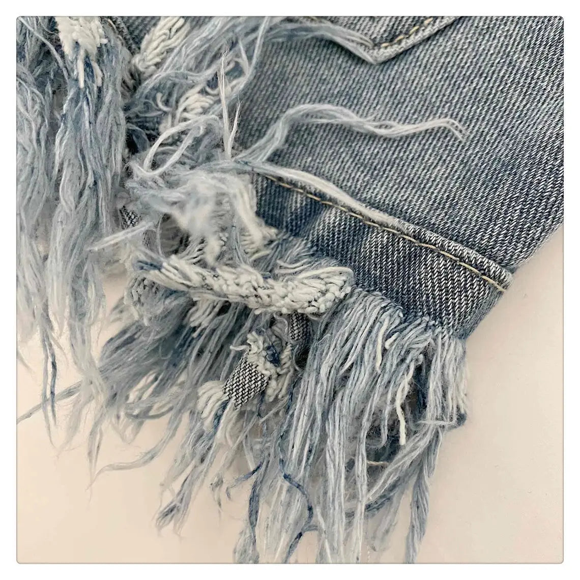 Street High Waist Design Sense Casual A Word Super Short Raw Edge Fringe Gothic Style Denim Shorts