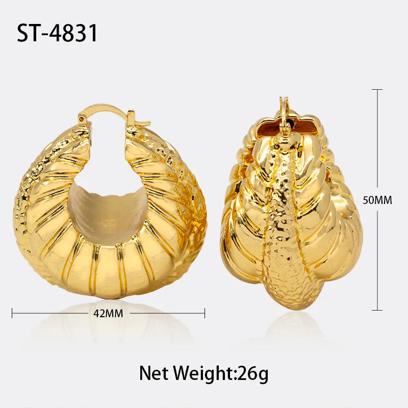 Irregular Circle African 24K Gold Plated Dubai Earrings