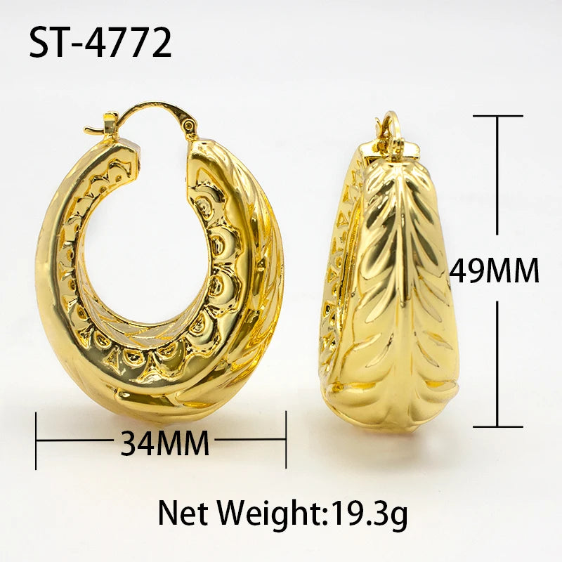 Gold Plated Leaf Pattern Clip Earrings