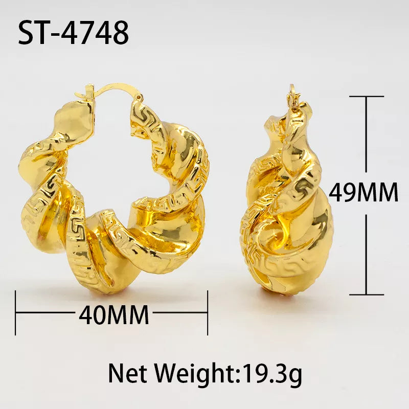 24K Gold Plated Copper Dubai Golden Earrings