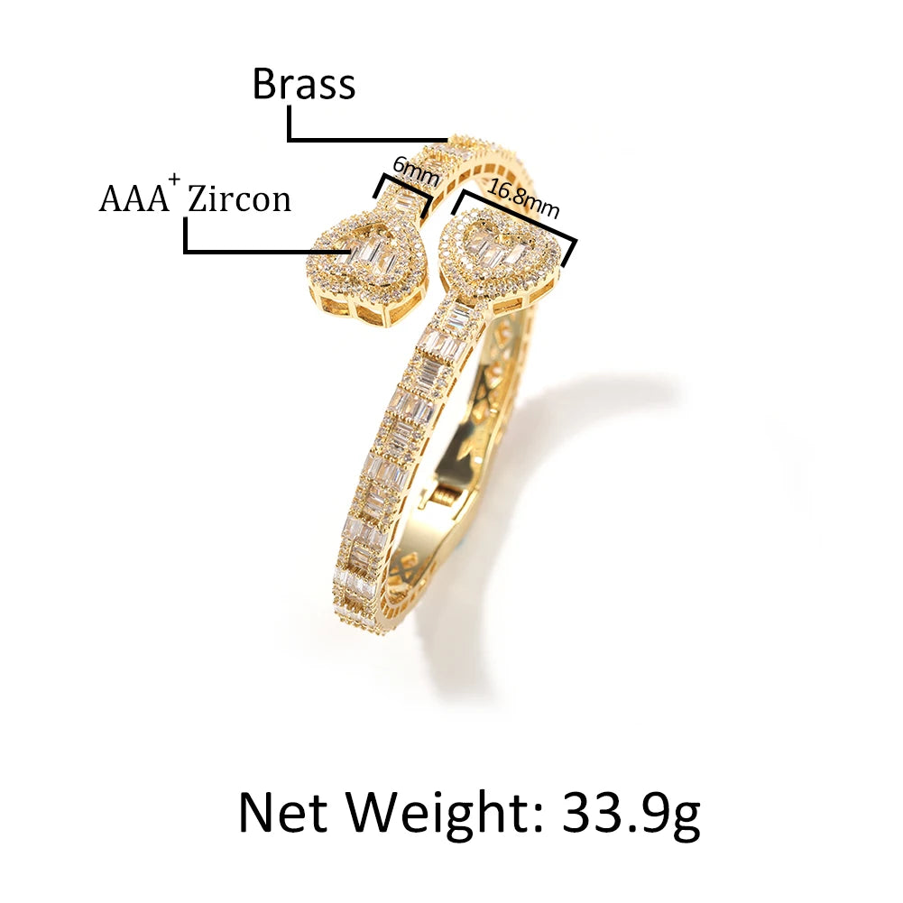 CZ Heart Adjustable Cuff Bangle