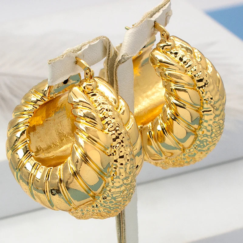 Irregular Circle African 24K Gold Plated Dubai Earrings