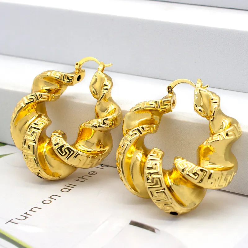 24K Gold Plated Copper Dubai Golden Earrings