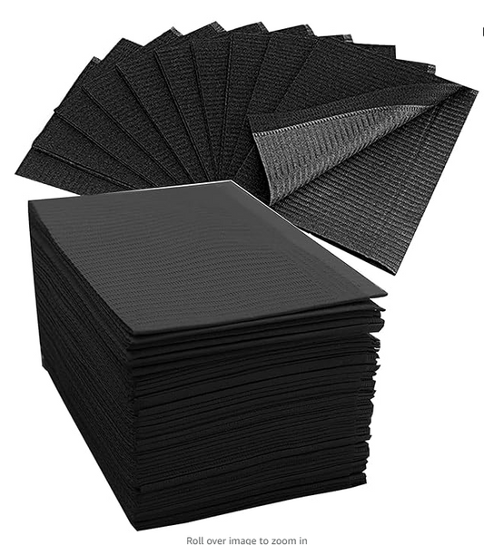 125PCS Disposable Nail Art Table Towels Mat 13" X 17" Waterproof 3 Ply Nail Art Mat Paper Sheet Clean Pads Tattooing Table Mat Nail Table Cover Tattoo Supplies (Black)