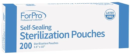 ForPro Professional Collection Self-Sealing Sterilization Pouches, Latex-Free, Color Changing Indicator, 3.5" W x 10" L, 200-Count