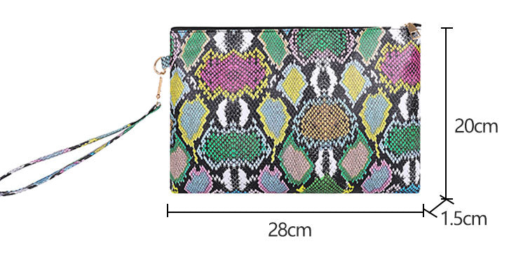 Snakeskin Pattern Clutch Fashion Zipper Hand Bag