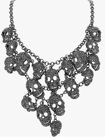 Skull Cluster Bib Statement Necklace