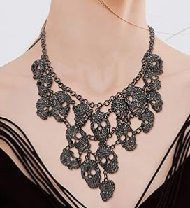 Skull Cluster Bib Statement Necklace