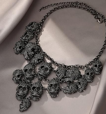 Skull Cluster Bib Statement Necklace